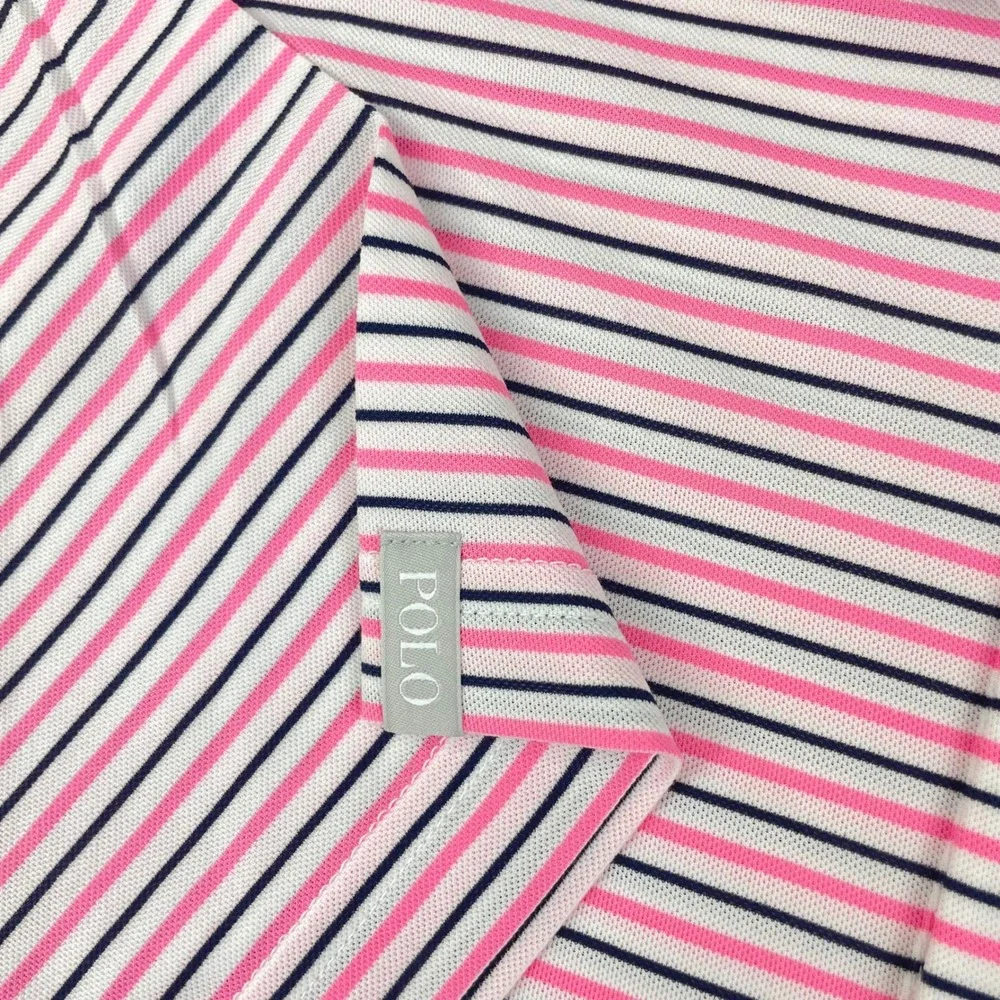 Ralph Lauren Pro Fit Mens Polo Shirt Pink Navy Blue Striped Small S NWOT